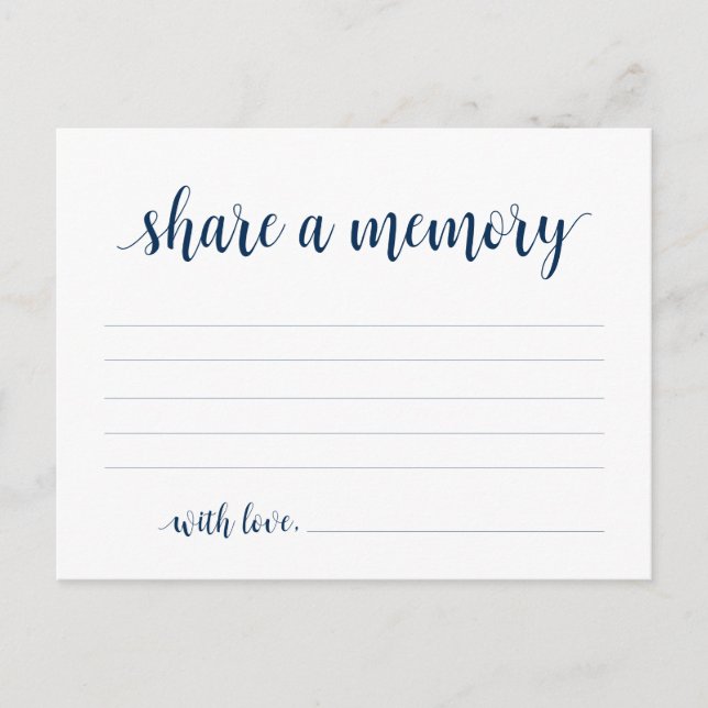 Funeral Service, Navy Blue, Share a memory Card (Front)