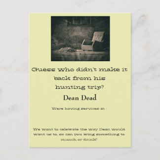 Funeral service notice postcard