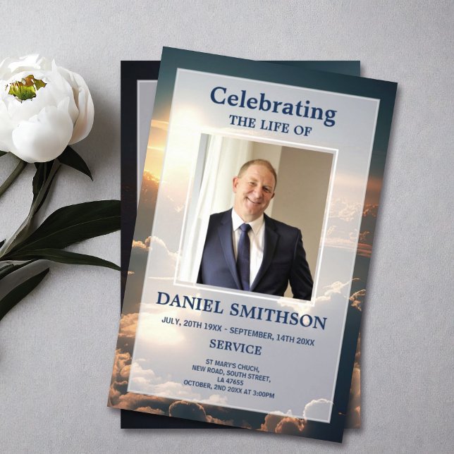 Funeral Service Program Celebration of Life Clouds Flyer (Creator Uploaded)