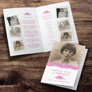 Funeral service program pink forget-me-nots photos