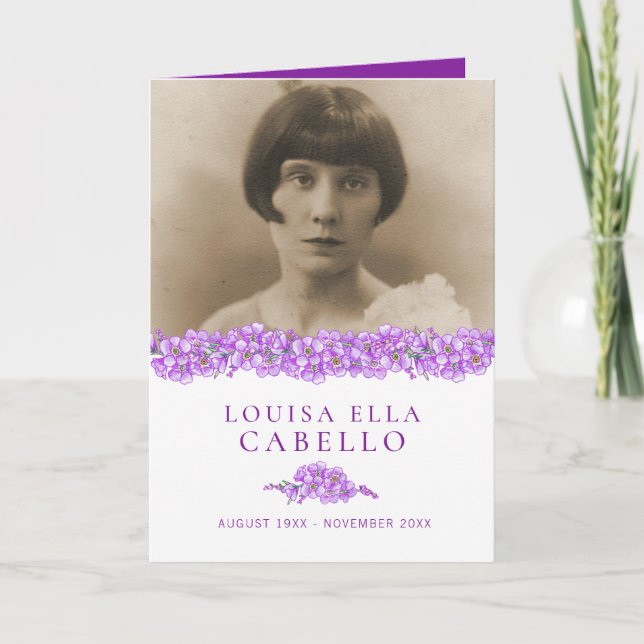 Funeral service program purple forget-me-nots (Front)
