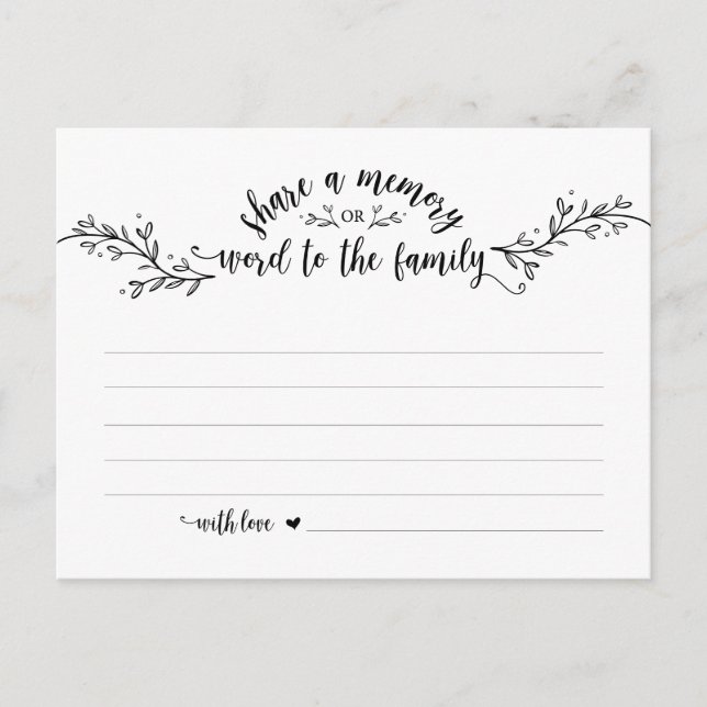 Funeral Service, Rustic Black, Share a memory card (Front)