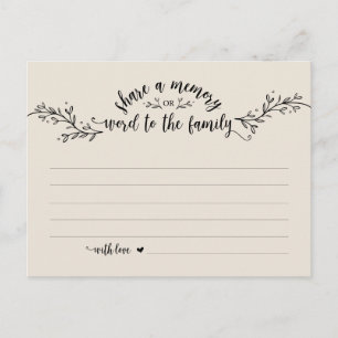 Funeral Service, Rustic Cream, Share a memory card