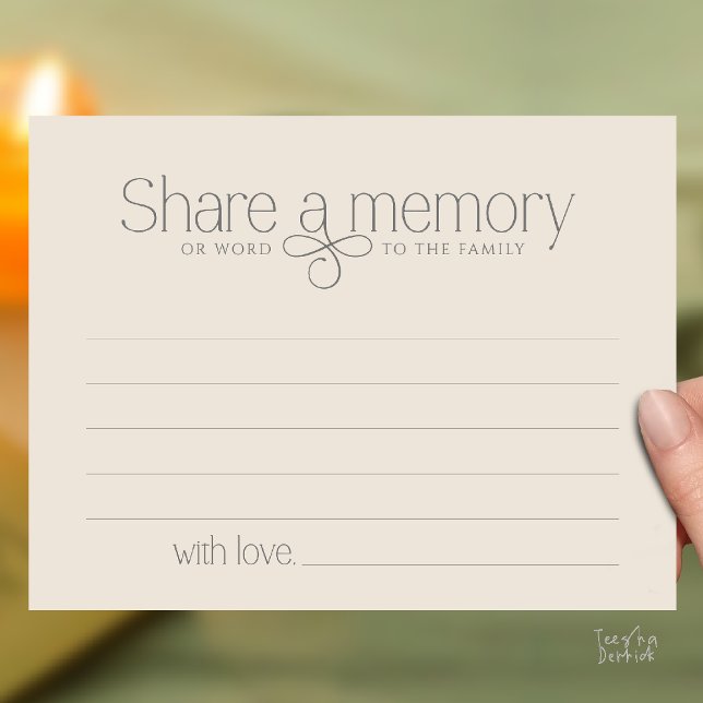 Funeral Service Share a memory Fairy Sympathy Card (Funeral Service Share a memory Fairy love Sympathy Card or word to the family in Cream Grey)