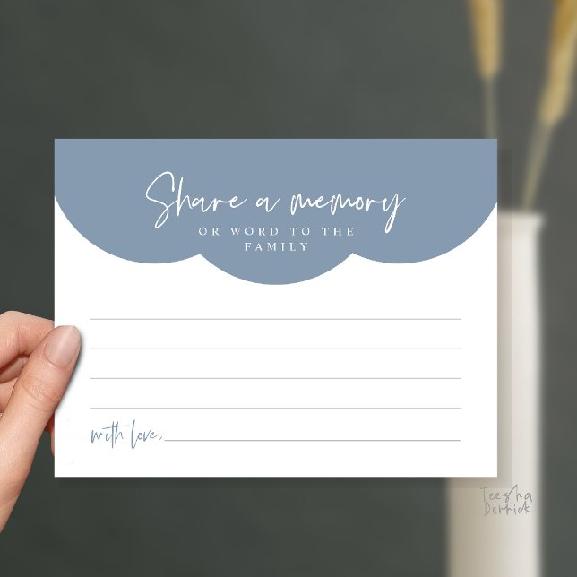 Funeral Service, Share a memory Memorial Card (Funeral Service, Share a memory or words to the family Memorial Card in Dusty Blue)