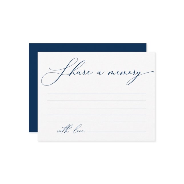 Funeral Service, Share a memory, Navy Blue Card (Front/Back In Situ)