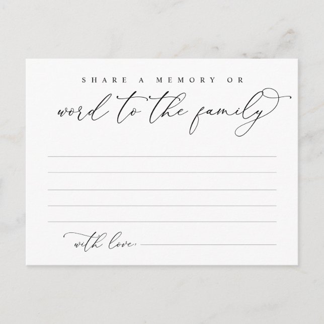 Funeral Service, Share a memory, Word Family Card (Front)