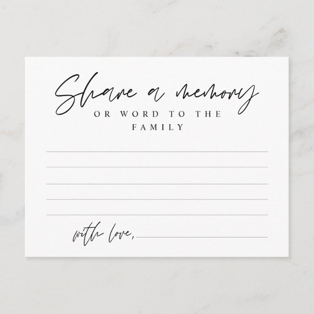 Funeral Service, Share a memory, Word Family Card (Front)