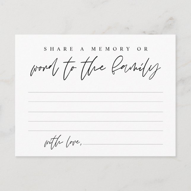 Funeral Service, Share a memory, Word Family Card (Front)