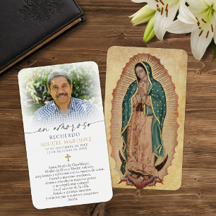 Funeral Spanish Guadalupe Prayer Sympathy Cards