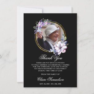 Funeral Sympathy Bereavement Thank You black PHOTO Card
