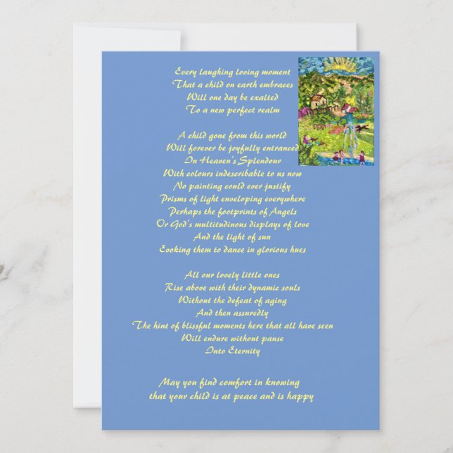 funeral sympathy memorial poem child (Front)