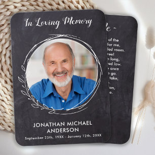 Funeral Sympathy Memorial Prayer Card with Photo