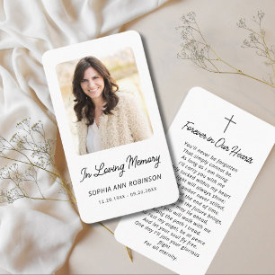 Funeral Sympathy Memorial Prayer Remembrance Cards