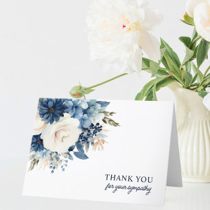 Funeral Thank You Blue Watercolor Floral    PHOTO Card