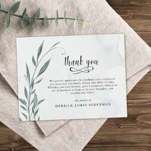 Funeral Thank You Botanical Green Vine Card