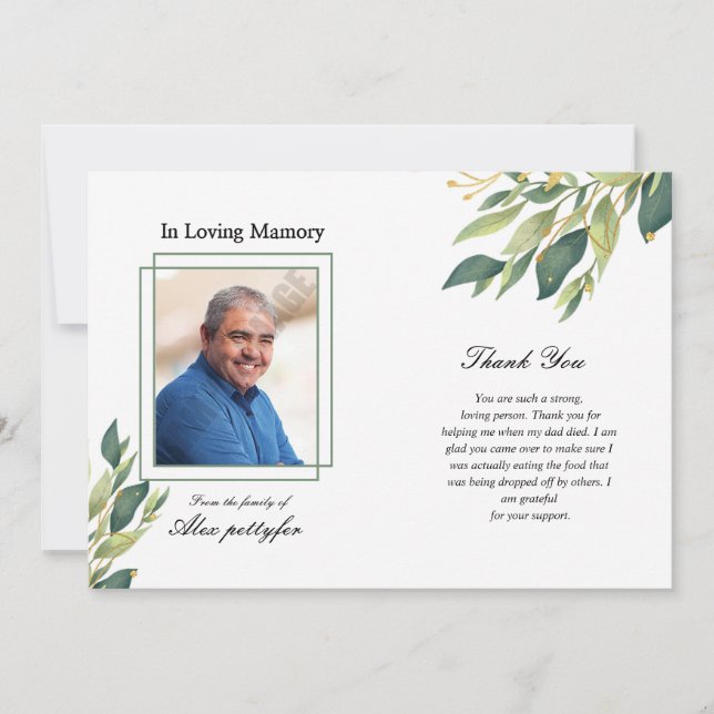 Funeral Thank You Card (Front)