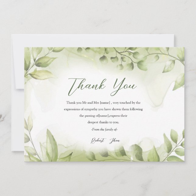 Funeral Thank You Card (Front)