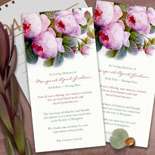 Funeral Thank You Cards   Botanical Roses in Pink