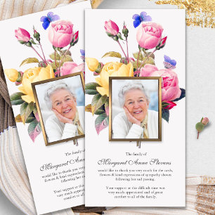Funeral Thank You Cards Butterflies & Roses