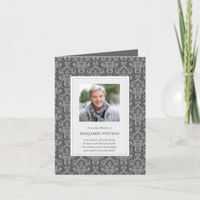 Funeral Thank You Cards | Damask Silver 2 (Front)