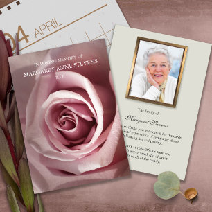 Funeral Thank You Cards Dusty Pink Rose