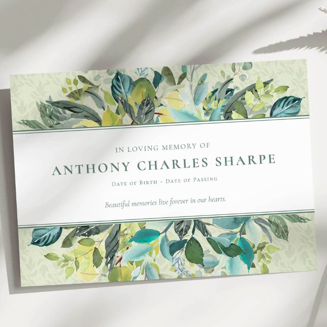 Funeral Thank You Cards | Gentle Whisper (Elegant Watercolor Greenery Funeral Thank You Card)