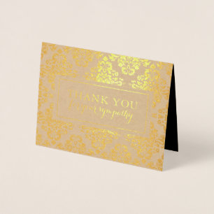 Funeral Thank You Cards   Gold Damask Foil Pattern