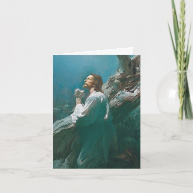 Funeral Thank You Cards | Jesus Christ Praying 04 (Front)