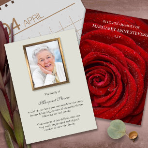 Funeral Thank You Cards Red Rose