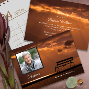 Funeral Thank You Cards Sunset with Photo