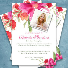 Funeral Thank You Cards Watercolor Florals Photo 2