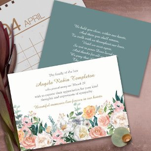 Funeral Thank You Cards Watercolor Roses