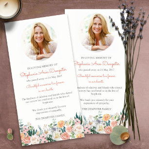 Funeral Thank You Cards Watercolor Roses Photo