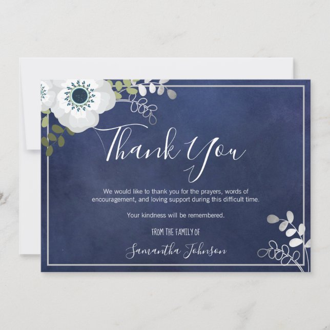 Funeral Thank You Elegant Anemone Floral (Front)