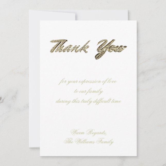 Funeral Thank You Elegant Silver Gold Religious (Front)