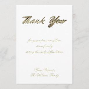 Funeral Thank You Elegant Silver Gold Religious Card