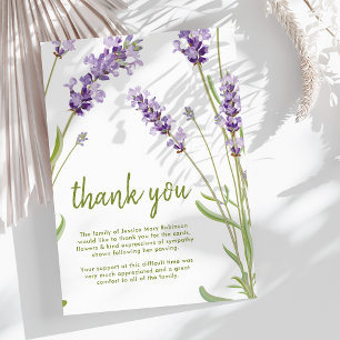 Funeral Thank You Note   Behreavement Lavender Card