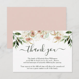 Funeral Thank You Note   Bereavement  Eucalyptus Card