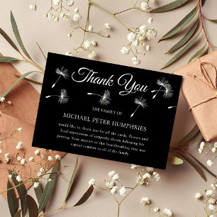 Funeral Thank You Note Black Elegant Wish Memorial Card