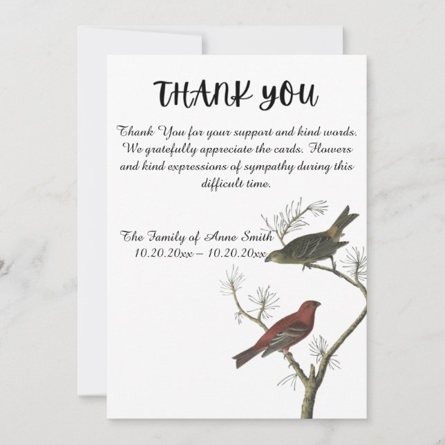 Funeral thank you note card (Front)