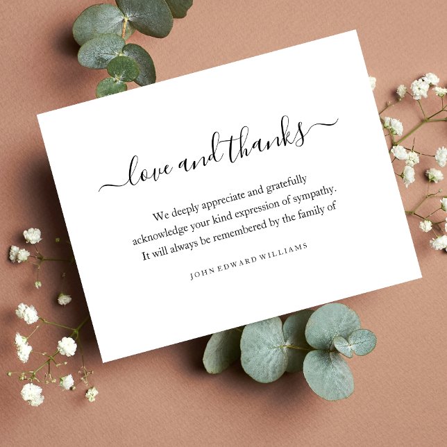 Funeral Thank You Note Cards Bereavement (Sympathy Thank You Card)