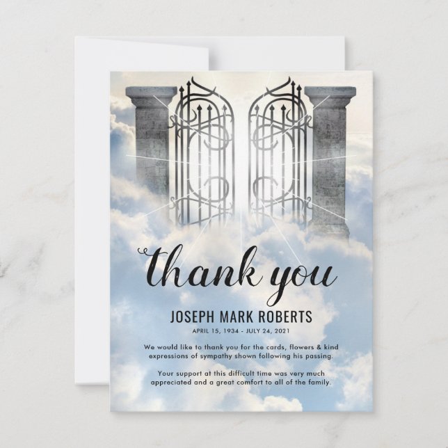Funeral Thank You Note | Gates of Heaven Card (Front)