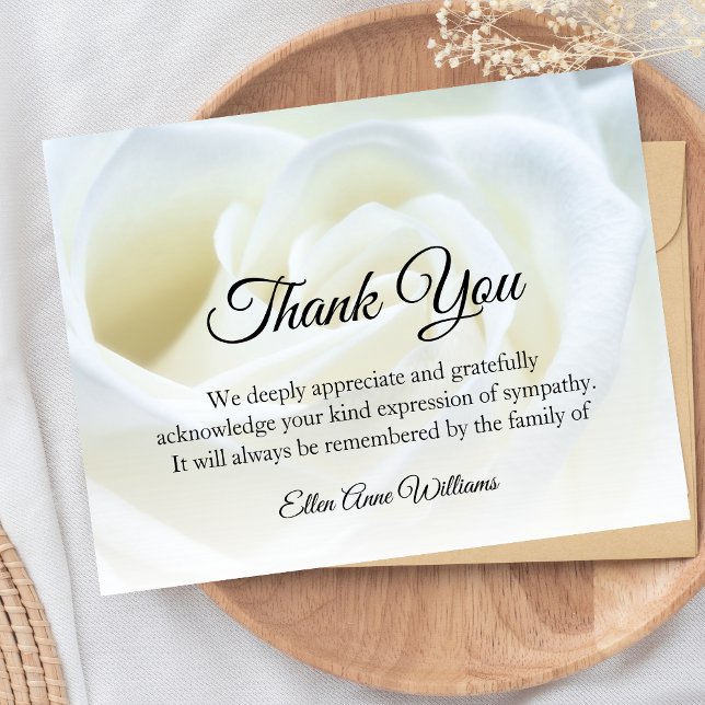 Funeral Thank You Note Grief Floral | Bereavement (Rose Sympathy Thank You)