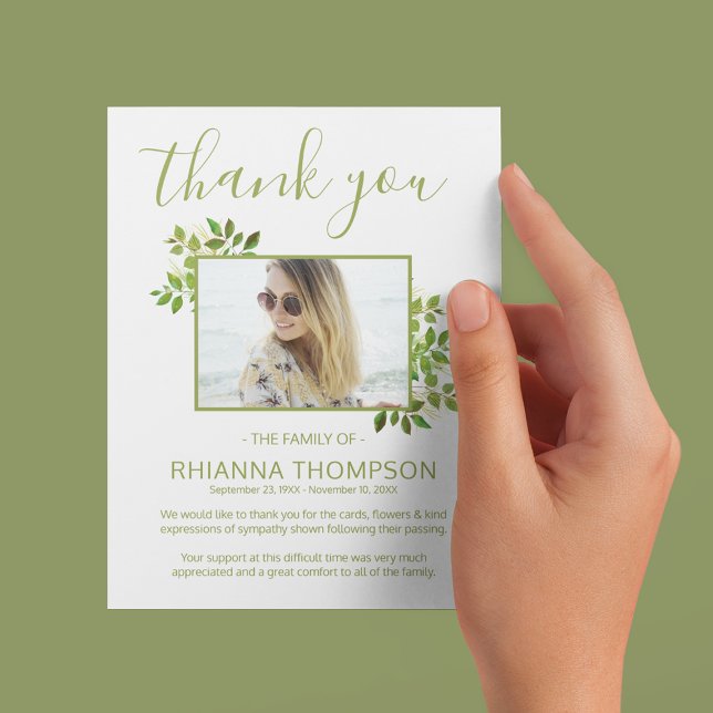Funeral Thank You Note | Photo Card (Creator Uploaded)