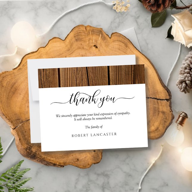 Funeral Thank You Note, Rustic Wood Card (Creator Uploaded)