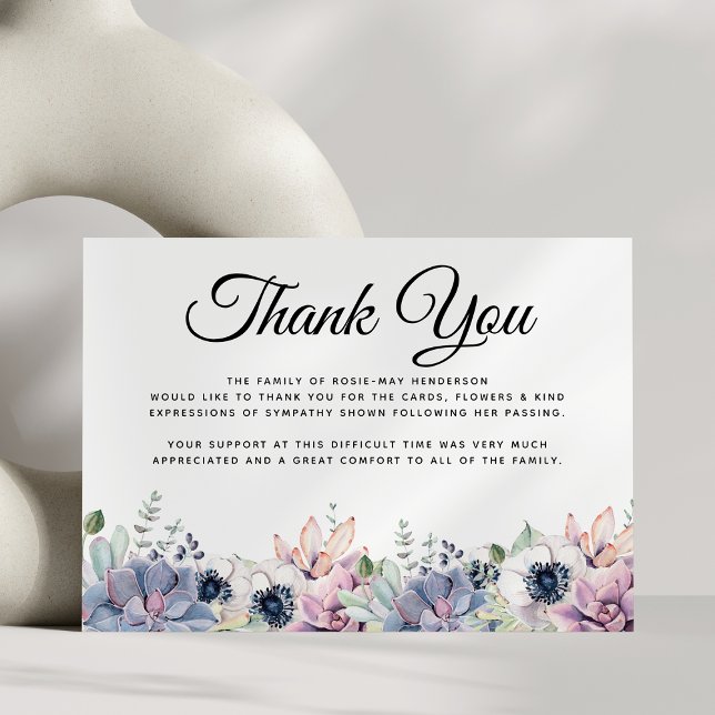 Funeral Thank You Note | Succulent Bereavement Card (Creator Uploaded)