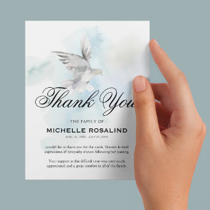 Funeral Thank You Note   Sympathy Dove Card