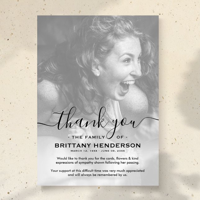 Funeral Thank You Note | Sympathy Photo Card (Creator Uploaded)