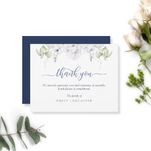 Funeral Thank You Note, White Floral and Greenery Card